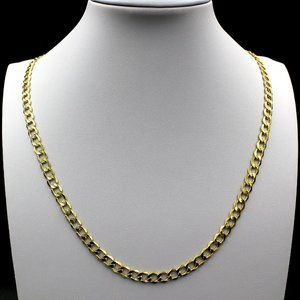 Real 10K Yellow Gold 4.5mm Cuban Link Chain Necklace 20" inch